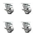 Service Caster 3 Inch Semi Steel Wheel Swivel Top Plate Caster Set with Brake SCC-20S314-SSS-TLB-4
